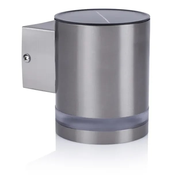 led solcelle vegglampe flat m/sidelys - stål