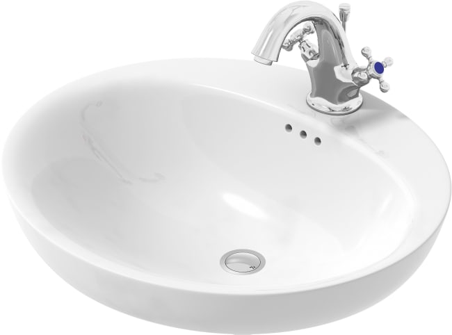 porselensservant med blandebatteri