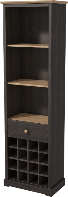saga reol med vinhyller - antikk sort