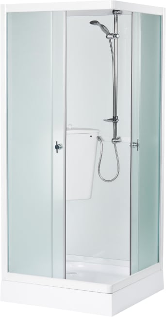 hyttedusj 80x80 glass 12vpumpe & tank