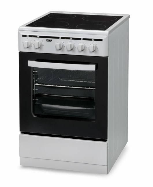 Komfyr 50*60 keramisk hvit -" Ripe front topp plate"