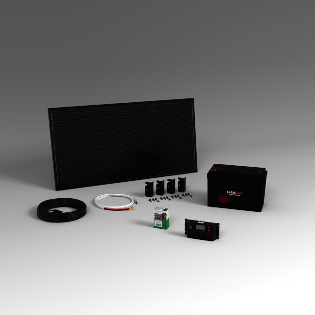 Skanbatt Premium solcellepakke 110W m/100Ah Lithium Heat