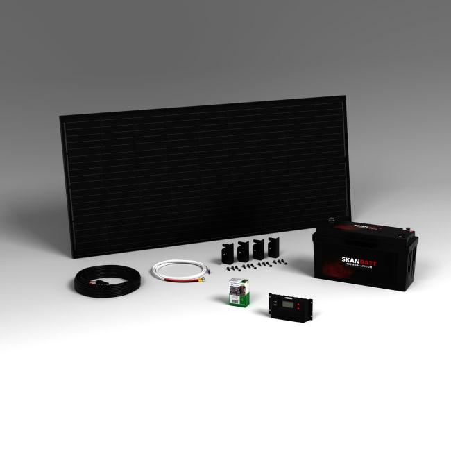 Skanbatt Premium solcellepakke 200W m/200Ah Lithium Heat