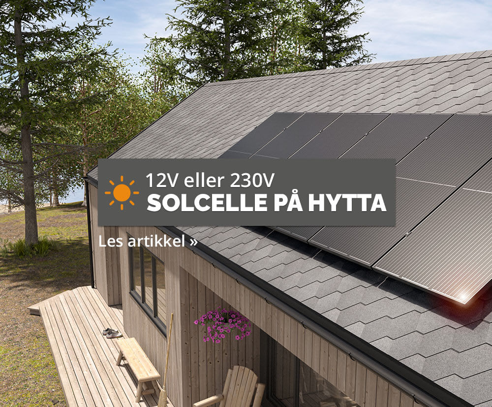 Solcelleanlegg til hytter uten innlagt strøm får du hos Hyttetorget!