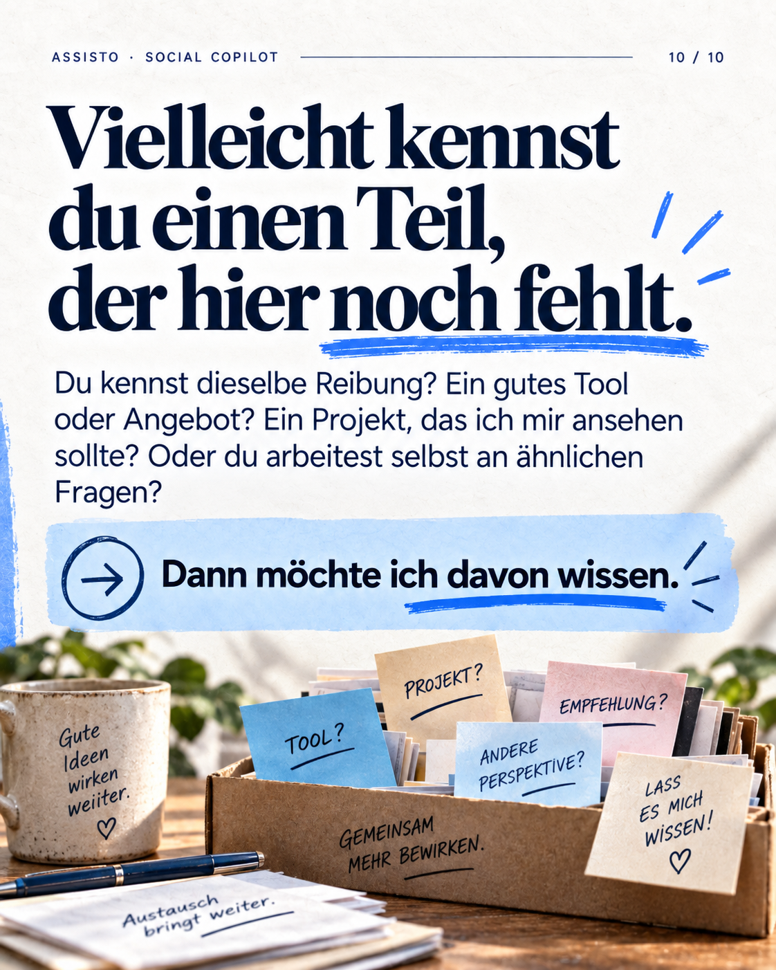 KI-generierte Illustration: Assisto · Die kurze Version · Folie 9