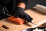 Washington, D.C. - cutting salmon for sushi Shot