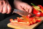 Cutting bell pepper for tacos Shot