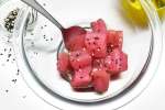 Marinating ahi tuna cubes Shot