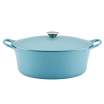 Rachael Ray Premium Cast Iron 6.5-Quart Oval Dutch Oven Agave Blue