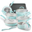 Rachael Ray Create Delicious Enameled Aluminum 13-Piece Cookware Set Light Blue