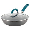 Rachael Ray Create Delicious Hard Anodized 10.25-Inch Deep Frying Pan with Lid Teal