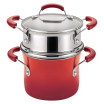 Rachael Ray Classic Brights 3-Quart Covered Steamer Set Red Gradient