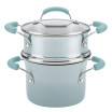Rachael Ray Classic Brights 3-Quart Covered Steamer Set Sky Blue