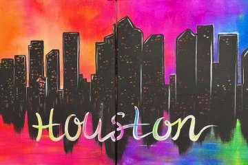 The Colorful Houston Skyline at Night - Baytown