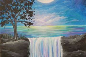 Waterfall Under the Moonlight