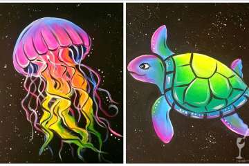 Neon Turtle and Jellyfish