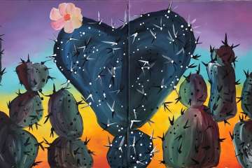 Desert Sunset With Heart Cactus - Baytown