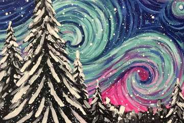 Snowy Night of Swirling Stars