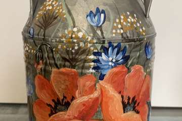 Fanciful Floral Milk Can