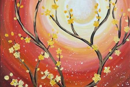 Cherry Blossoms under the Harvest Moon