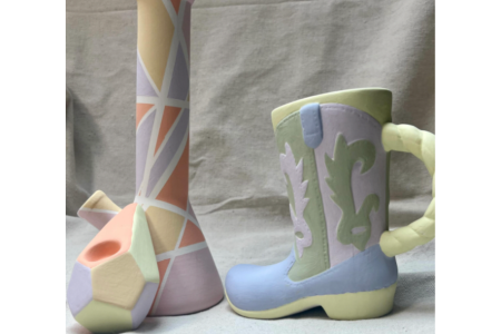 Pottery Painting: Ceramic Cowboy Boot Mug or Bong