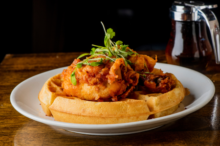 Chicken and Waffles With Green Chili