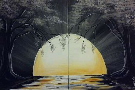 Moon Set in the Trees