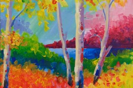 Paint Drops and Vibrant Trees