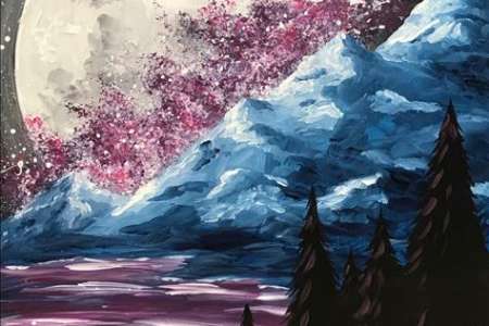 The Moon Sits Low Over the Mountaintop