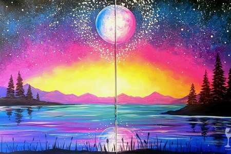 Glowing Moonlight in the Mountains