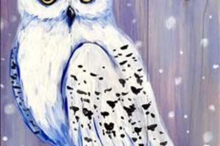 A Curious Snowy Owl Perched at Night