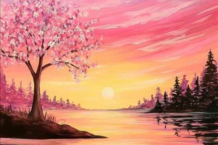 Pink Sunset at the Lake