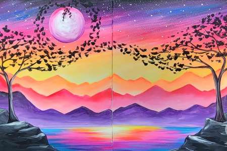 The Glowing Moon Above the Mountains