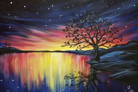 Cosmic Sunset Reflections