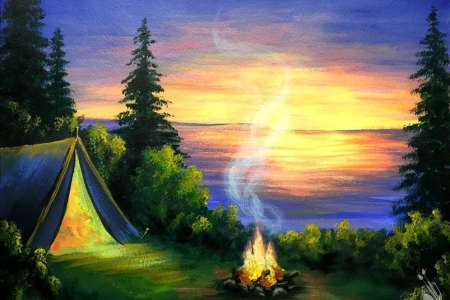 Camping Solo by Ocean Waves