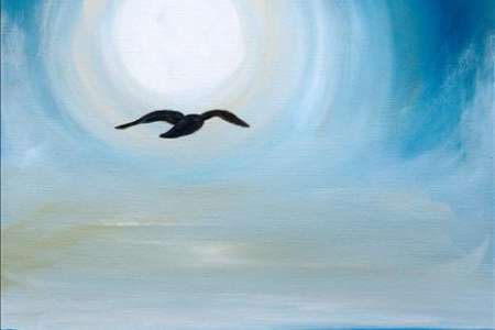 A Bird in Moonlight Flight