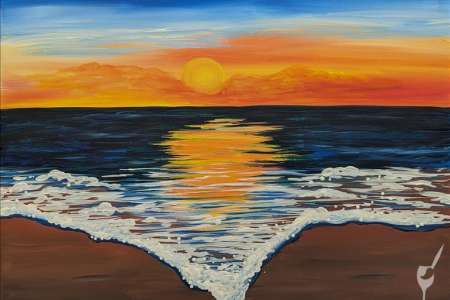 Serene Beach Sunset Painting