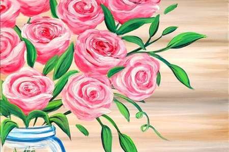 A Pink Bouquet of Fresh Roses in a Vase