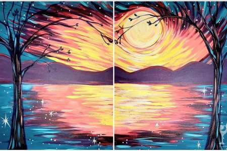 Glowing Lake Moon Reflection