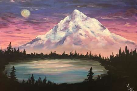 Sunset Mountains and Lake