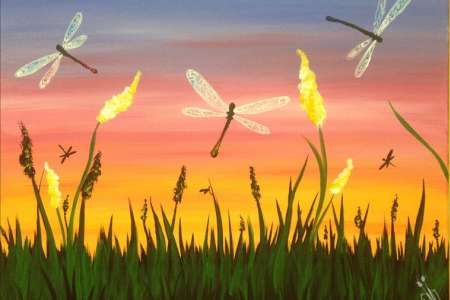 Fluttering Dragonfly at Sunset