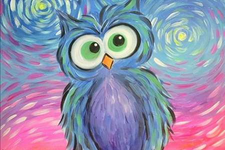 Starry Nighttime Owl Scene