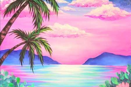 Glowing Neon Ocean Scene