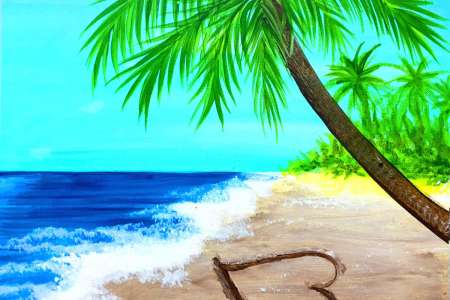 True Love and Swaying Palms on a Beach