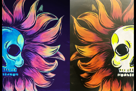 Neon Blooming Skull