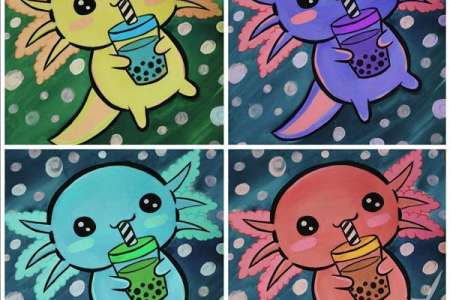 Colorful Axolotl Boba