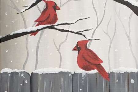Cardinals on a Snowy Day