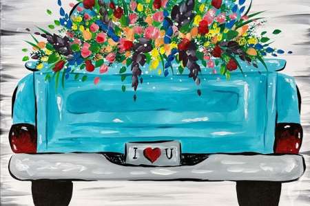 Pickup Truck With Flowers