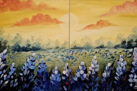 Bluebonnets at Sunset