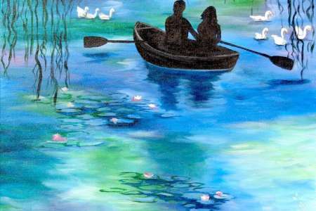 Afternoon Canoe on a Monet-Inspired Stream